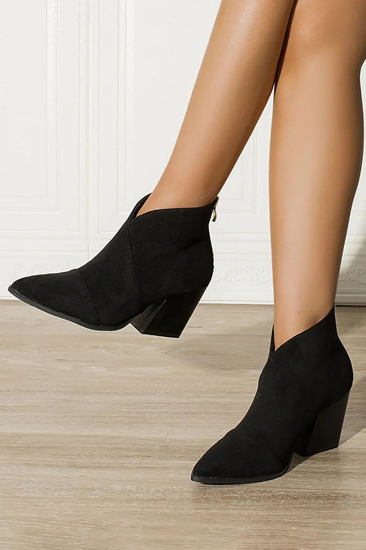 Hortensia | Botín Puntiagudo de Ante con Tacón Cómodo