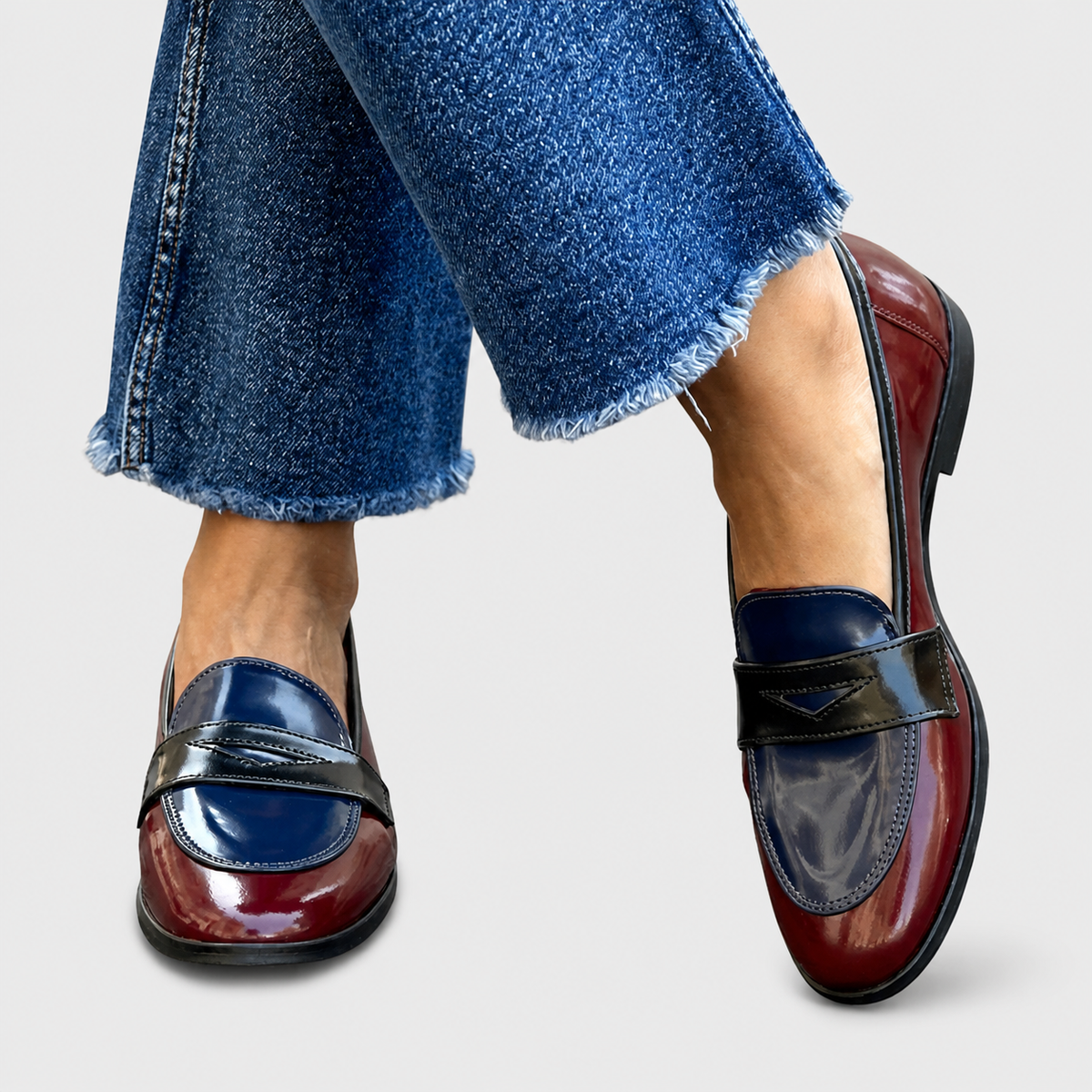 Paola | Mocasín Bicolor Azul Marino