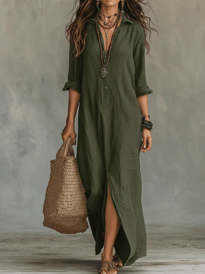Soline | Robe Maxi Noire Longue avec Boutons