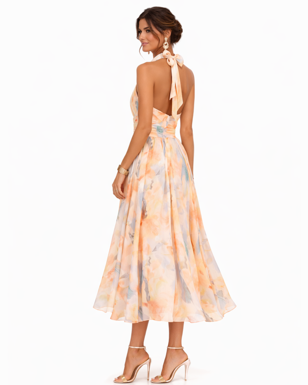 Débora | Vestido Halter con Estampado Acuarela