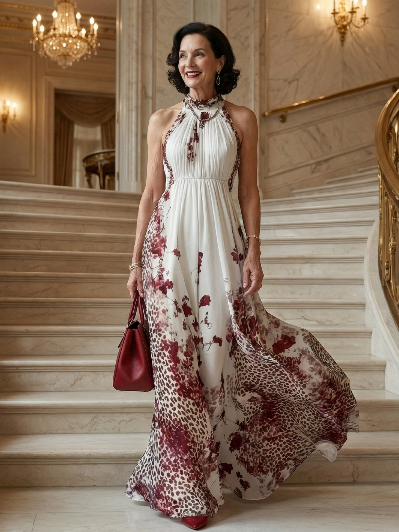 Orlena | Vestido Maxi Floral de Manga Larga con Falda Voluminosa