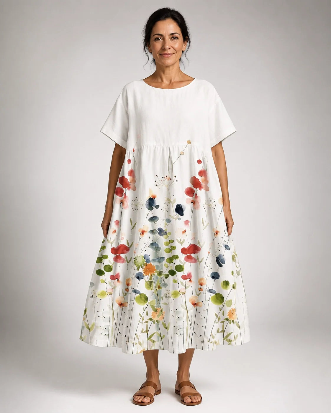 Olimpia | Vestido Amplio Floral Multicolor