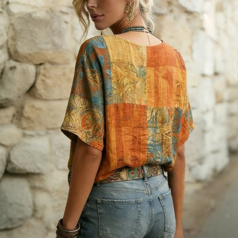 Tere | Blusa Vintage con Estampado de Libélulas