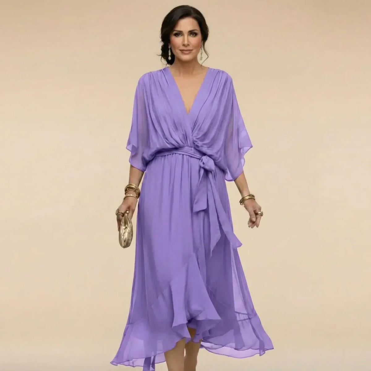 Dora | VESTIDO DE CHIFFON CON ESCOTE EN V