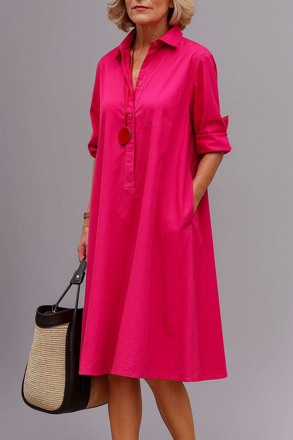 Gema | Vestido Midi Rosa Fucsia
