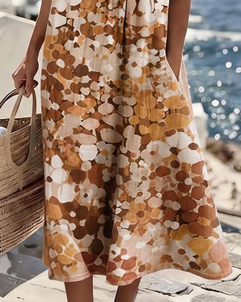 Emília-Jéssica | Vestido Midi Floral Corte A