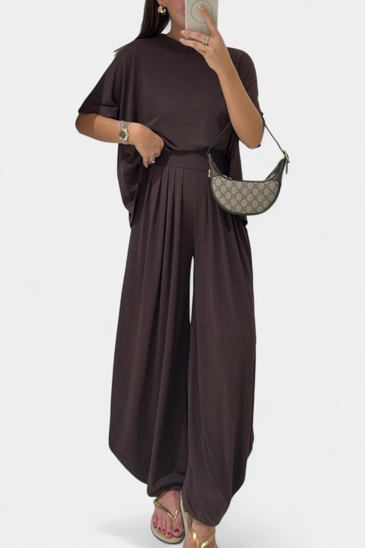 Trista | Conjunto Casual de Top Suave y Pantalones de Pierna Ancha