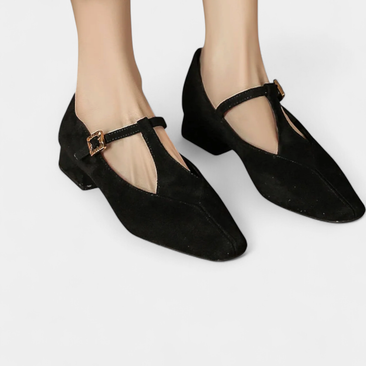 Elly | Tacones Bajos con Tira y Hebilla
