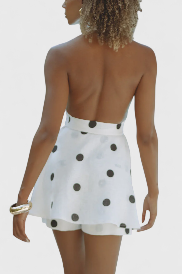 Eshra | Conjunto de Top Halter y Shorts con Lunares