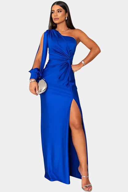 Charlotte | Vestido Asimétrico Drapado de Un Hombro