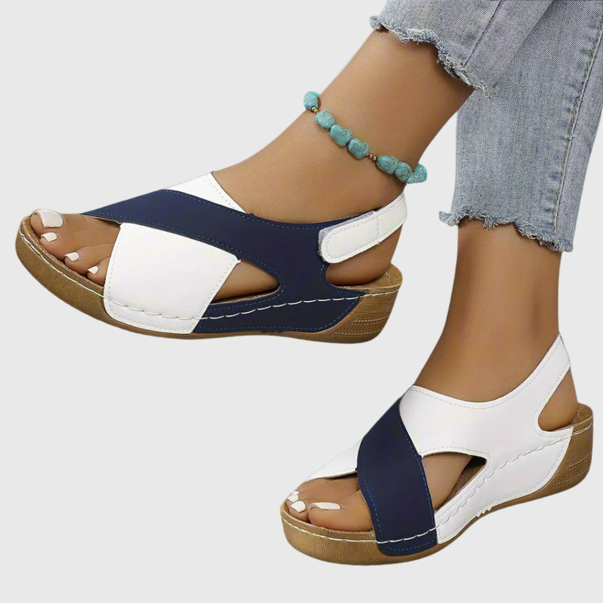 Florentina | Sandalia Slingback Colorblock de Cuña Cómoda