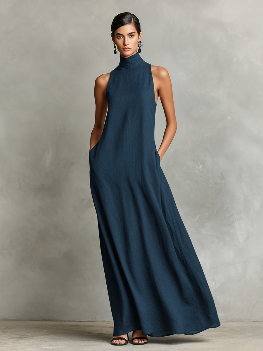 Clarisa | Vestido Largo con Cuello Alto