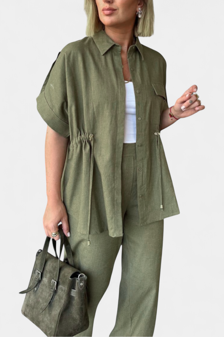 Lani | Conjunto Relaxed de Camisa y Pantalones de Algodón y Lino