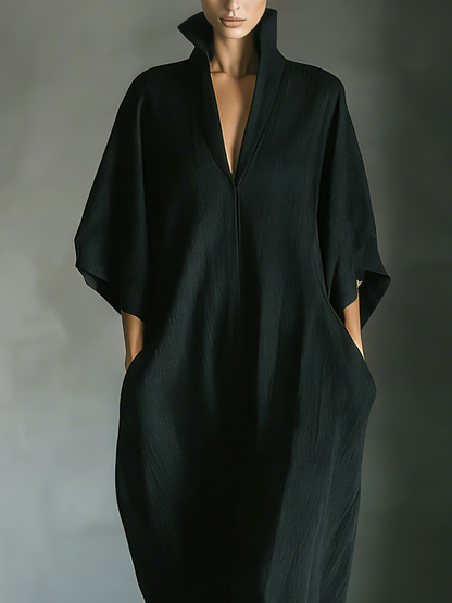 Constanza | Vestido Largo con Escote en V y Manga Kimono