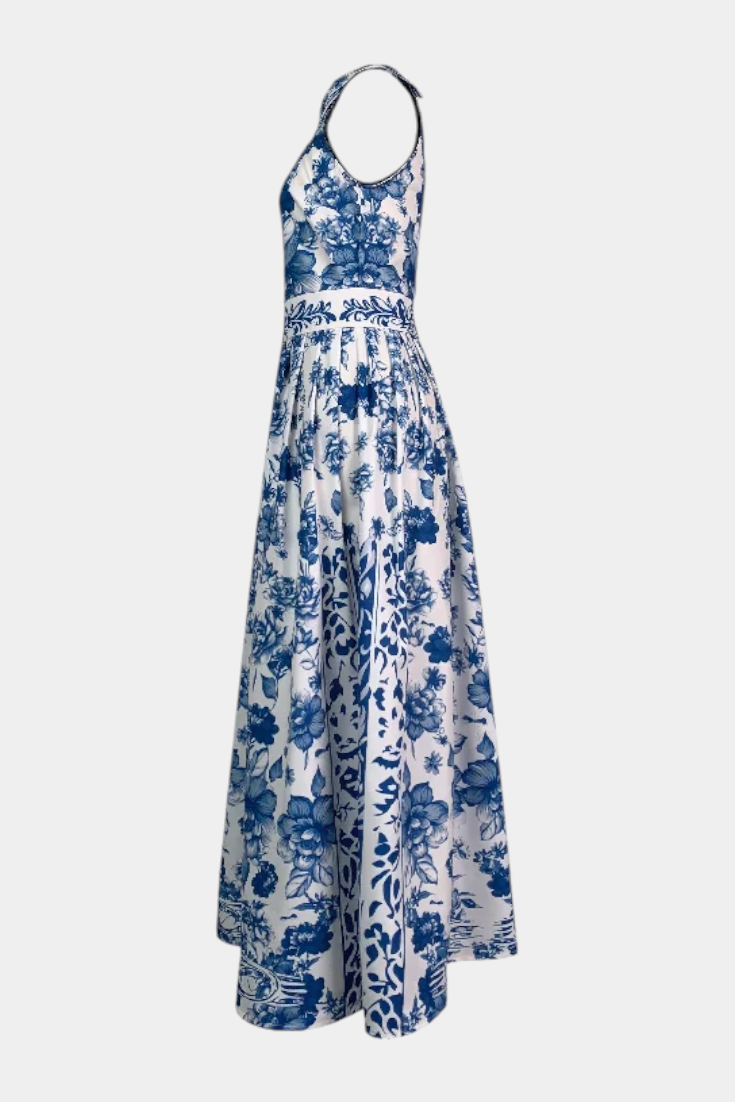 Shante | Vestido A-Line Estampado Floral con Cuello Solapa