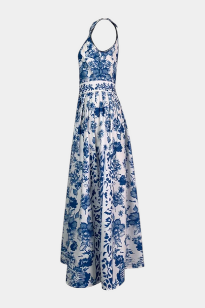 Shante | Vestido A-Line Estampado Floral con Cuello Solapa