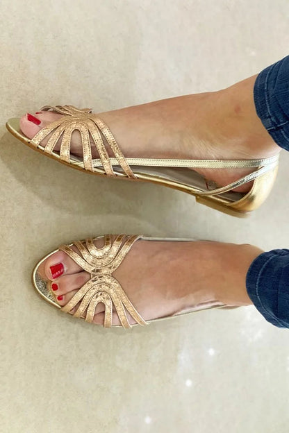 Javiera | Sandalias Planas Metalizadas