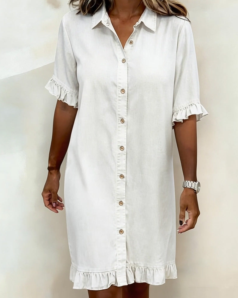 Rosalinda | Vestido Camisero Denim con Volantes