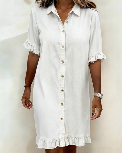 Rosalinda | Vestido Camisero Denim con Volantes