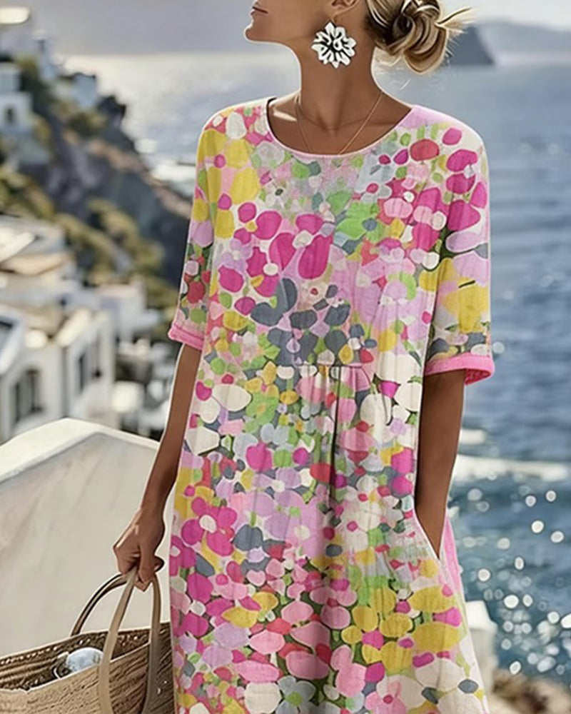 Emília-Jéssica | Vestido Midi Floral Corte A