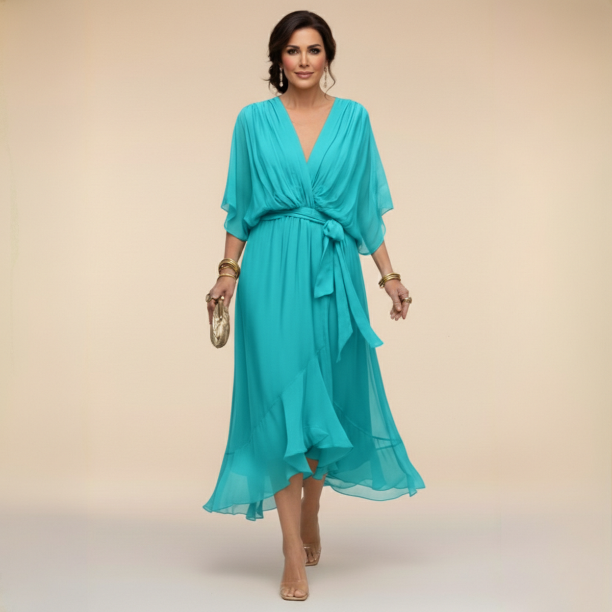 Dora | VESTIDO DE CHIFFON CON ESCOTE EN V
