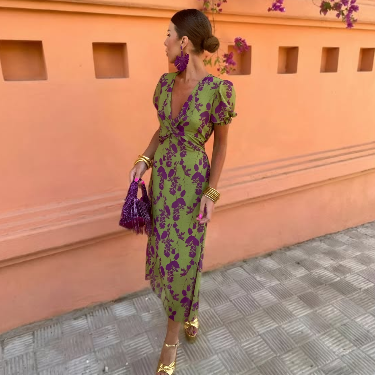 Ligia | Vestido Largo Floral Verde