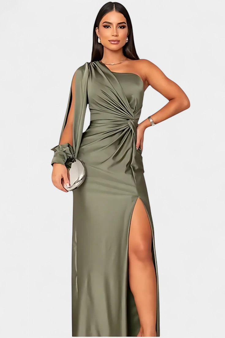 Charlotte | Vestido Asimétrico Drapado de Un Hombro