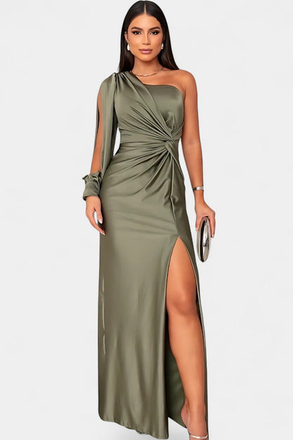 Charlotte | Vestido Asimétrico Drapado de Un Hombro