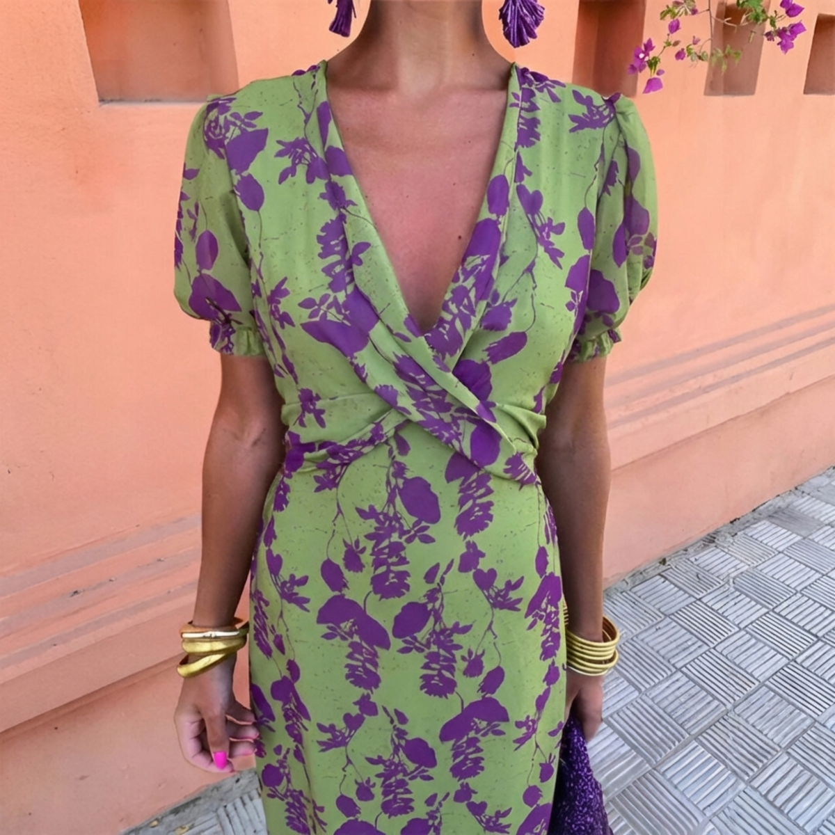 Ligia | Vestido Largo Floral Verde