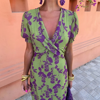 Ligia | Vestido Largo Floral Verde
