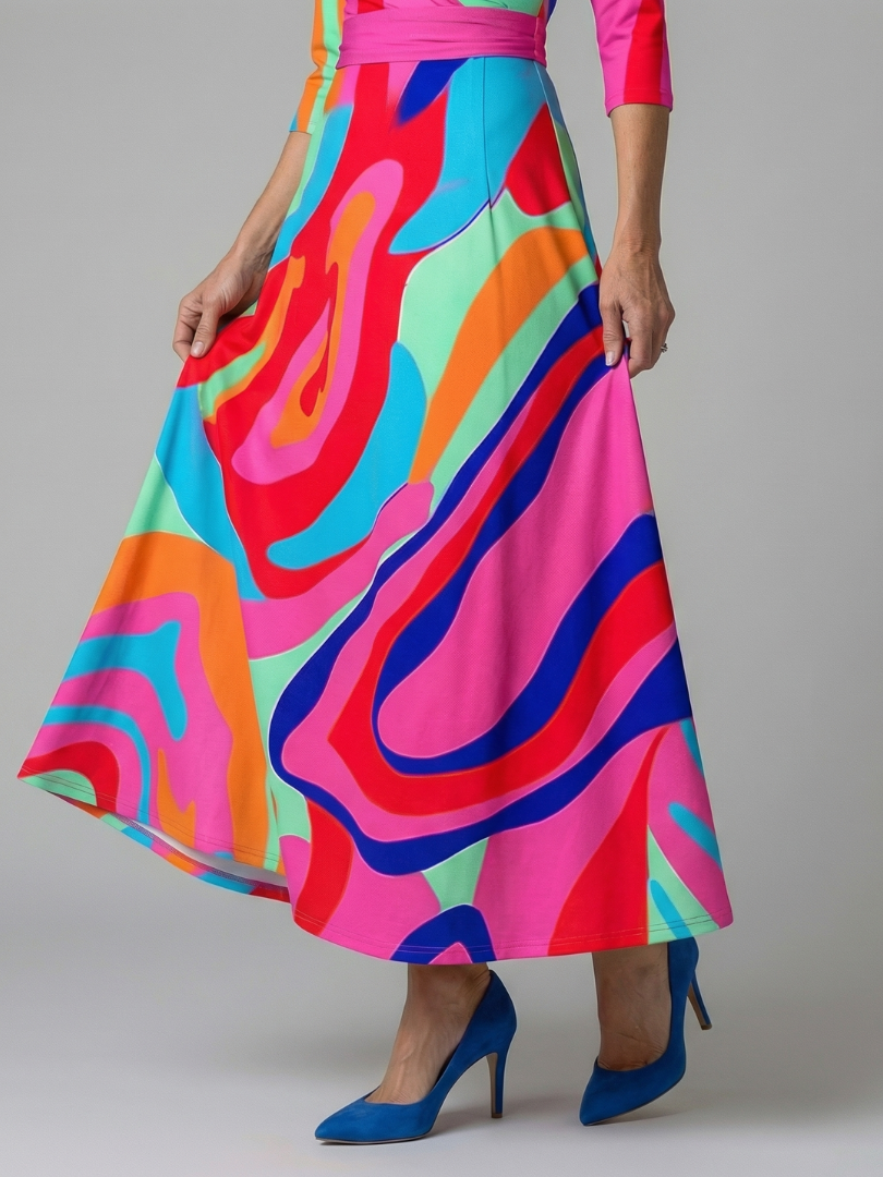 Trini | Vestido Midi Floral con Escote Cruzado y Manga Tres Cuartos