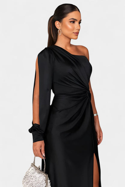 Charlotte | Vestido Asimétrico Drapado de Un Hombro