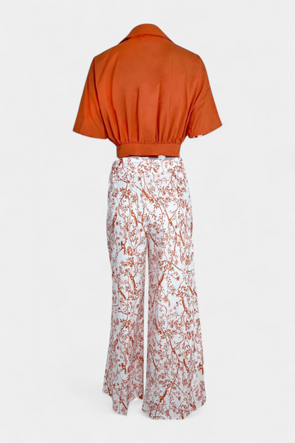 Olivia | Conjunto Boho de Cuello en V y Pierna Ancha