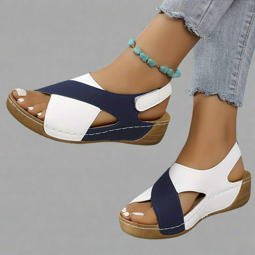 Florentina | Sandalia Slingback Colorblock de Cuña Cómoda