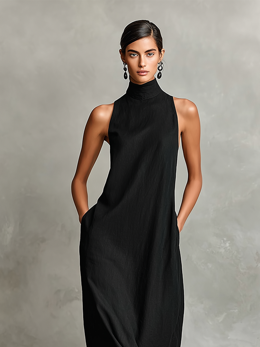 Clarisa | Vestido Largo con Cuello Alto