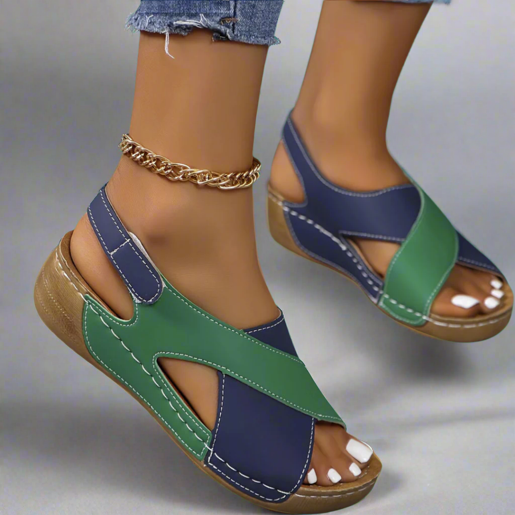 Florentina | Sandalia Slingback Colorblock de Cuña Cómoda