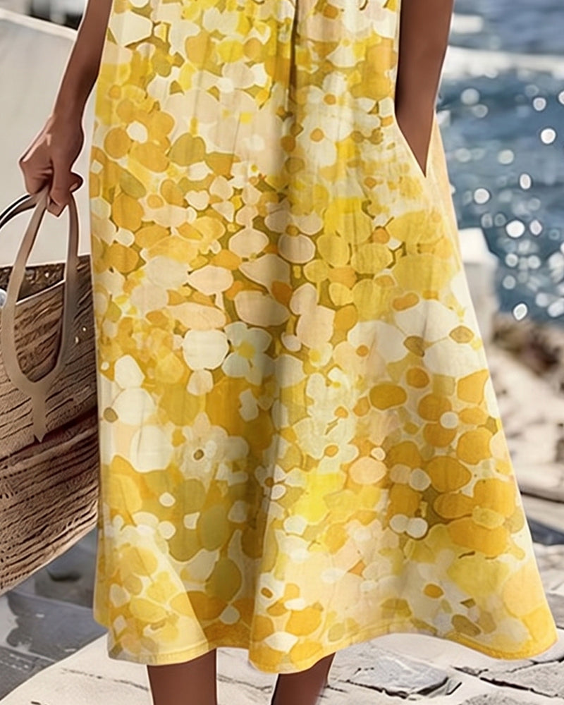Emília-Jéssica | Vestido Midi Floral Corte A