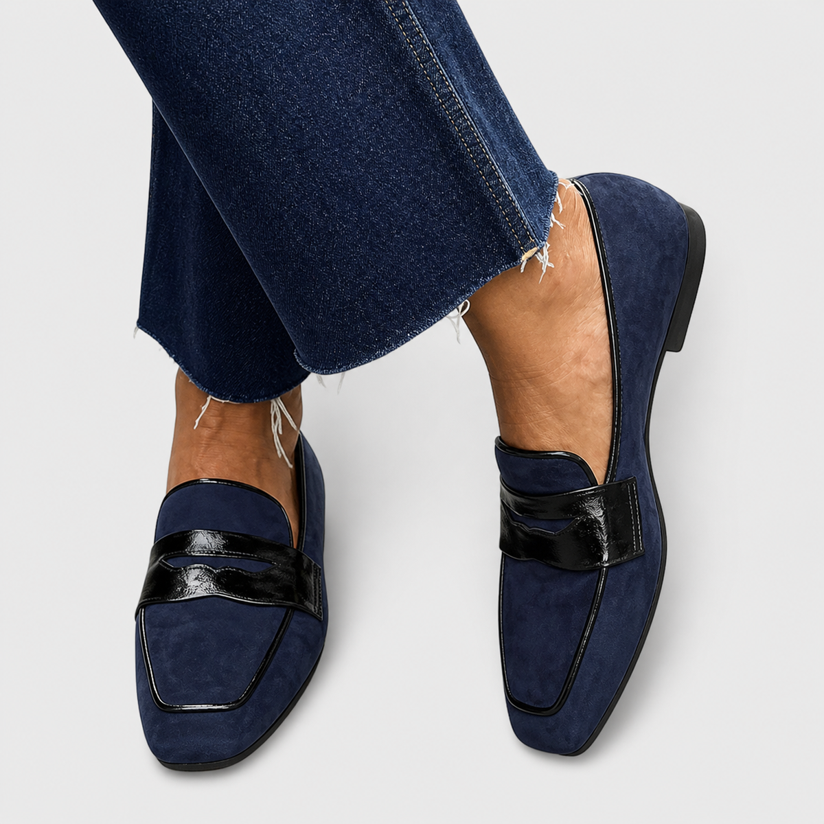 Felipa | Mocasín de Piel Azul Marino