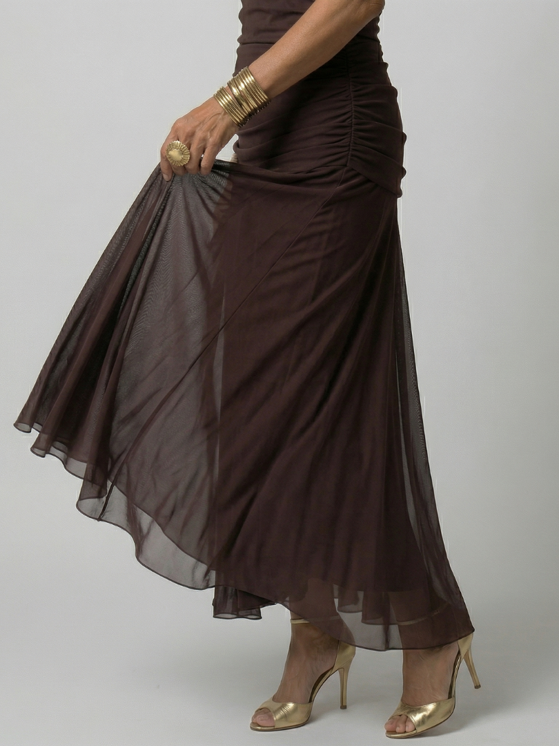 Calena | Vestido Midi Off-Shoulder con Escote Drapeado