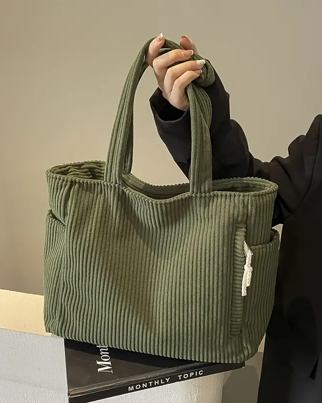 Tilda | Bolsa de hombro acanalada con detalle de cordón