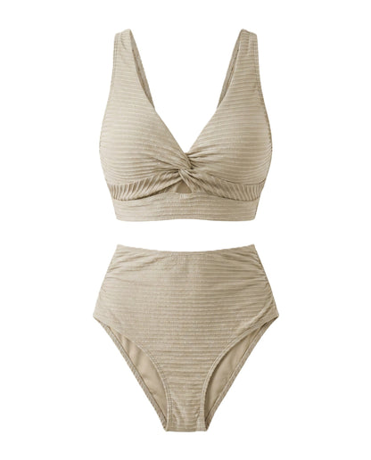 Crescencia | Bikini texturizado de tiro alto con top cruzado