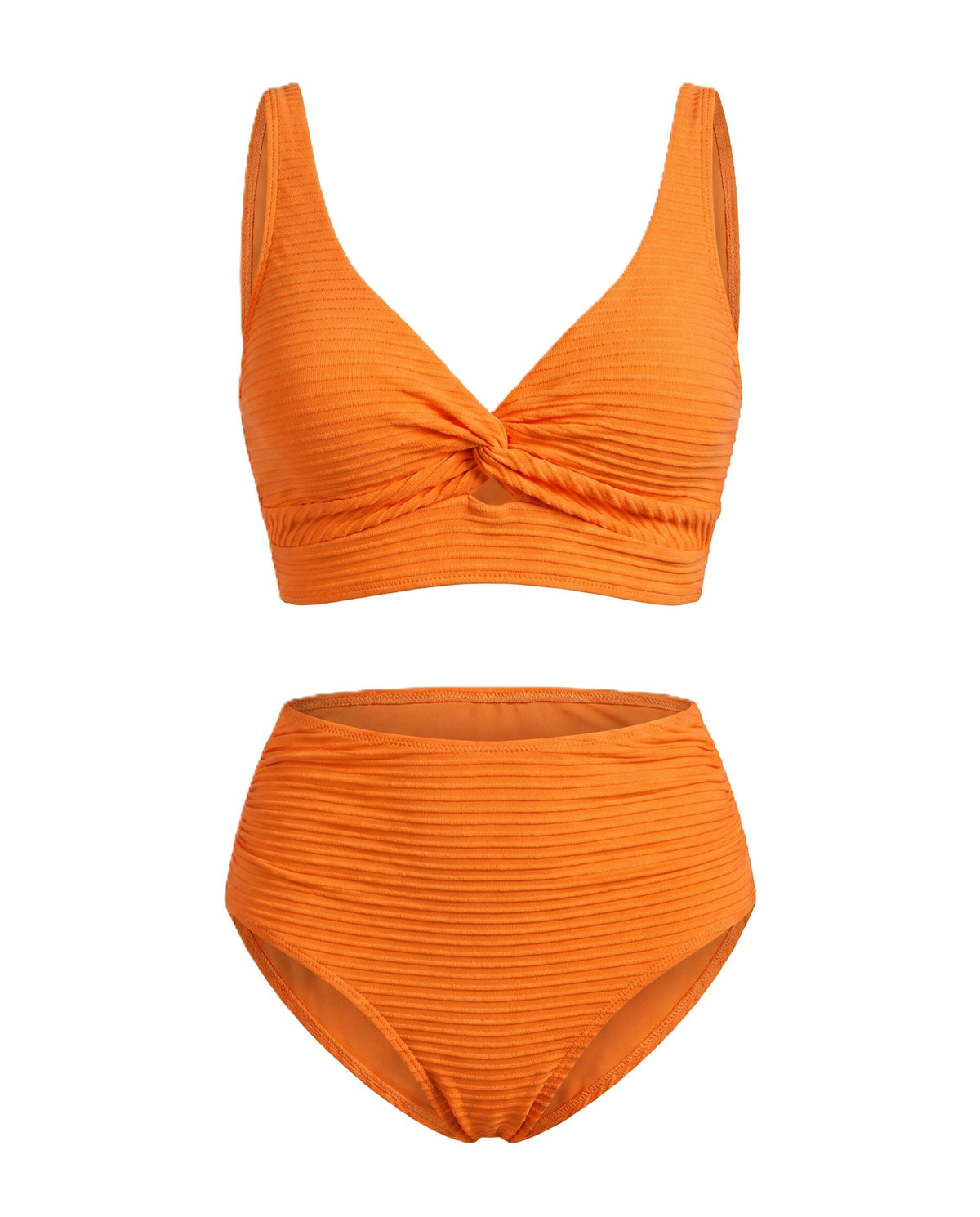 Crescencia | Bikini texturizado de tiro alto con top cruzado