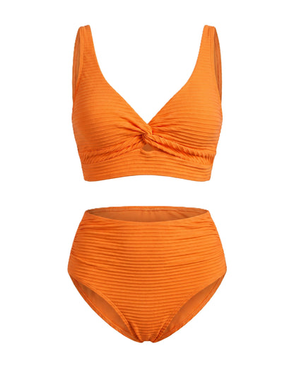 Crescencia | Bikini texturizado de tiro alto con top cruzado