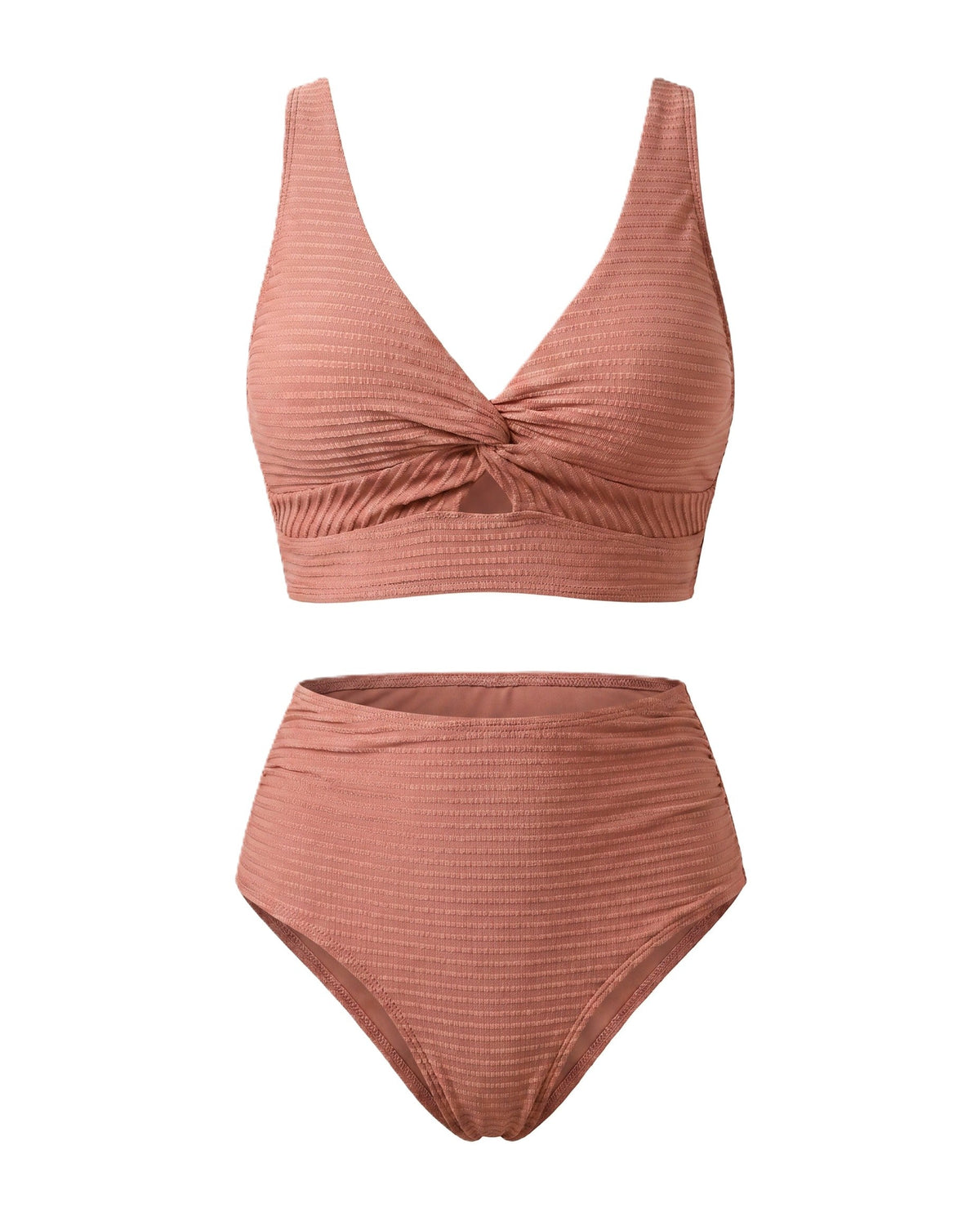 Crescencia | Bikini texturizado de tiro alto con top cruzado