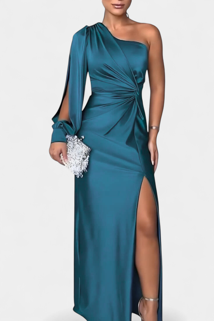 Charlotte | Vestido Asimétrico Drapado de Un Hombro