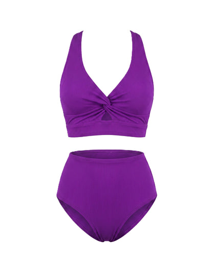 Crescencia | Bikini texturizado de tiro alto con top cruzado