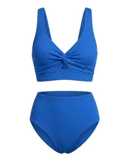 Crescencia | Bikini texturizado de tiro alto con top cruzado