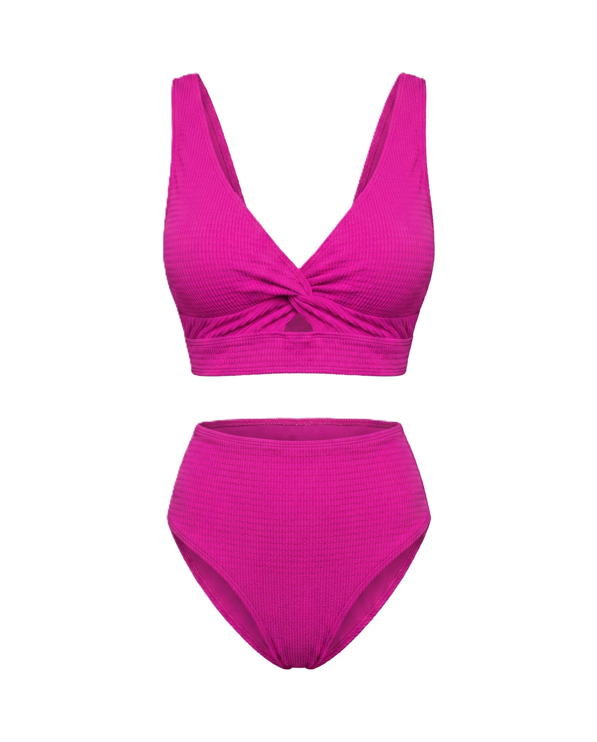Crescencia | Bikini texturizado de tiro alto con top cruzado