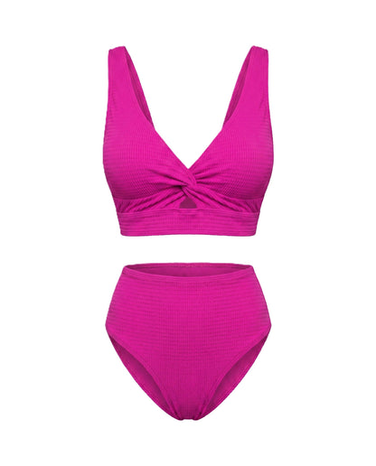 Crescencia | Bikini texturizado de tiro alto con top cruzado