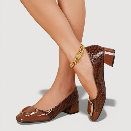 Livana | Tacones cuadrados efecto croco